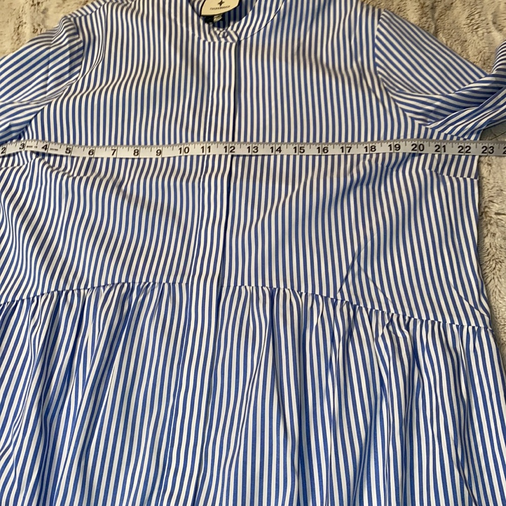 TUCKERNUCK Blue and White Stripe Royal Shirt Dress, Size XL - Picture 5 of 12